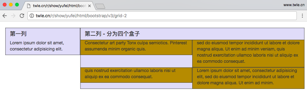 网格系统嵌套列