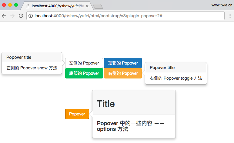 弹出框( Popover ) 插件方法